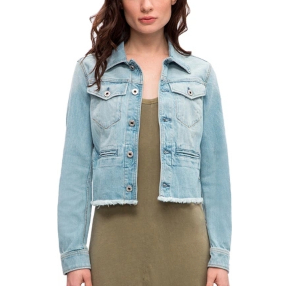 NWT G-Star Light Blue D-Staq Deconstructed Ripped Denim Jacket Size Medium